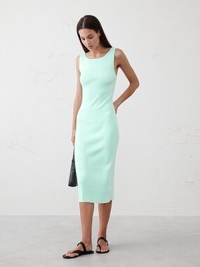 Banana Republic Factory Mint / Aqua Ribbed Sleeveless Midi Sweater Dress (M) NWT
